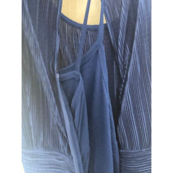 EUC Anthropologie Maeve Sonata Blue Crinkle Shimmer Pantsuit Jumpsuit 4 - Picture 9 of 14